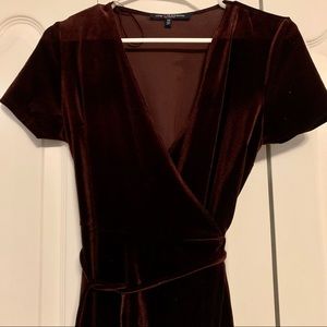 SOLD one clothing brushed red satin wrap dress
